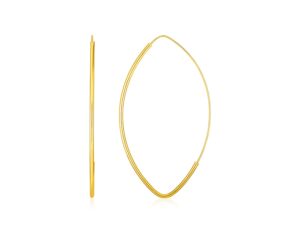 14k Yellow Gold Polished Long Marquise Motif Earrings