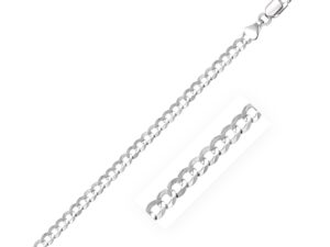 14k White Gold Solid Curb Bracelet (3.60 mm)