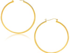 14k Yellow Gold Polished Hoop Earrings (1.5x40mm)