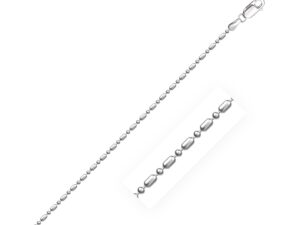14k White Gold Diamond-Cut Alternating Bead Chain (1.10 mm)