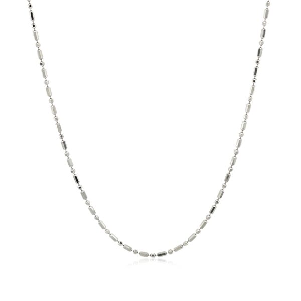 14k White Gold Diamond-Cut Alternating Bead Chain (1.10 mm) - Image 2