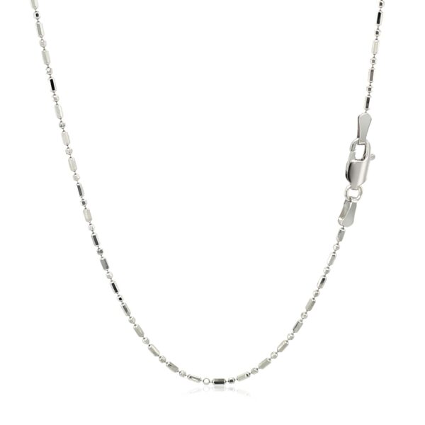 14k White Gold Diamond-Cut Alternating Bead Chain (1.10 mm) - Image 3