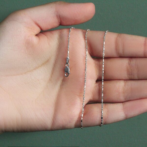 14k White Gold Diamond-Cut Alternating Bead Chain (1.10 mm) - Image 6