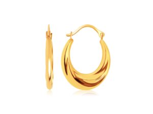 14k Yellow Gold Graduated Oval Hoop Earrings
