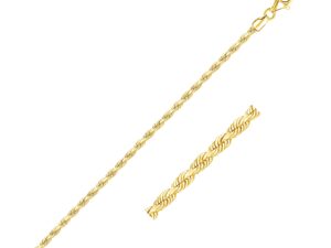 14k Yellow Gold Solid Diamond Cut Rope Bracelet (2.50 mm)