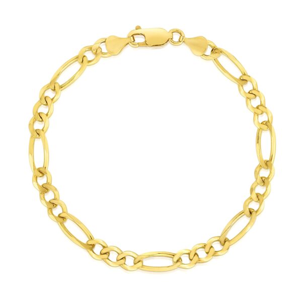14k Yellow Gold Solid Figaro Bracelet (4.50 mm) - Image 2