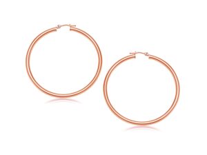 14k Rose Gold Polished Hoop Earrings (3x25mm)