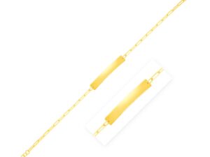 14k Yellow Gold 7 inch Paperclip Chain Bracelet with Bar (2.10 mm)
