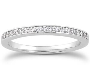 14k White Gold Micro-pave Flat Sided Diamond Wedding Ring Band