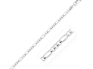 14k White Gold Solid Figaro Bracelet (2.60 mm)