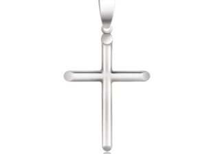 14k White Gold Slim Cross with Tapered Ends Pendant