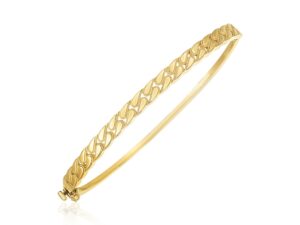 14k Yellow Gold High Polish Cuban Chain Link Bangle (4.60 mm)