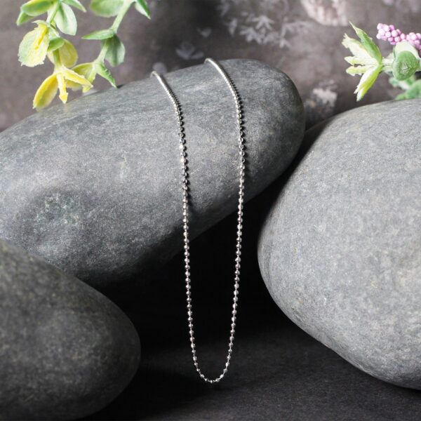 14k White Gold Diamond-Cut Bead Chain (1.10 mm) - Image 5