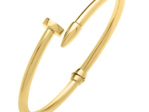 Bypass Nail Head Cuff Bangle in 14K Yellow Gold