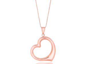 14k Rose Gold Floating Heart Drop Pendant