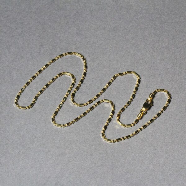 14k Yellow Gold Diamond-Cut Alternating Bead Chain (1.30 mm) - Image 5
