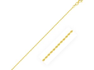 14k Yellow Gold Diamond Cut Rope Anklet 1.5mm