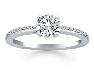 14k White Gold Channel Set Cathedral Engagement Ring