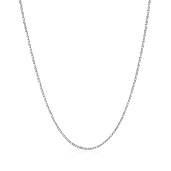 14k White Gold Round Wheat Chain (1.00 mm) - Image 2
