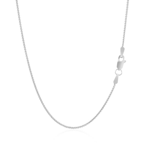 14k White Gold Round Wheat Chain (1.00 mm) - Image 3