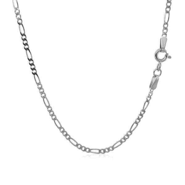 14k White Gold Solid Figaro Chain (1.90 mm) - Image 3
