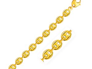 14k Yellow Gold Puffed Mariner Link Bracelet (6.80 mm)