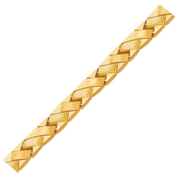 14k Yellow Gold Fancy Basket Weave Line Bracelet (4.85 mm) - Image 2