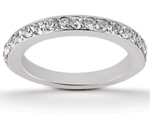 14k White Gold Pave Diamond Wedding Ring Band Set 1/2 Around