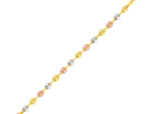 14k Tri Color Gold Mariner Link Anklet