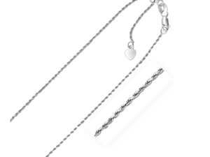 10k White Gold Adjustable Rope Chain (0.95 mm)