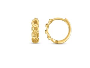 14k Yellow Gold Curb Huggie Hoop