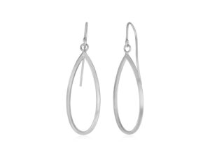 14k White Gold Earrings with Polished Open Teardrop Dangles