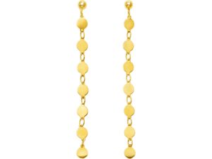 14k Yellow Gold Post Dangle Earrings with Polished Circles