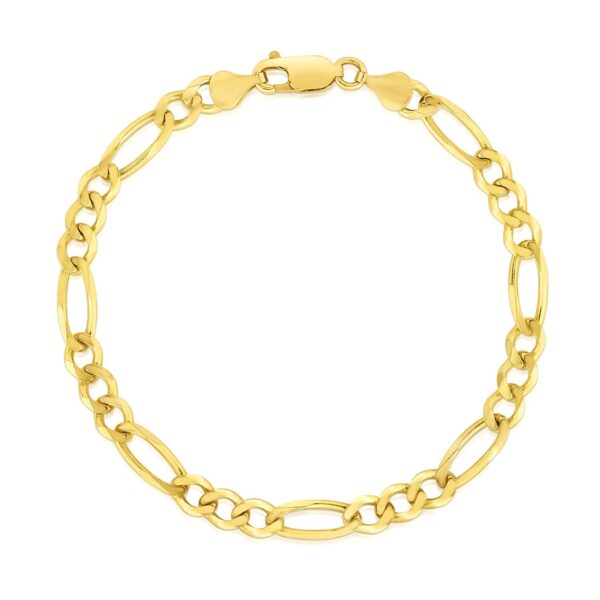 10k Yellow Gold Solid Figaro Bracelet (4.50 mm) - Image 2