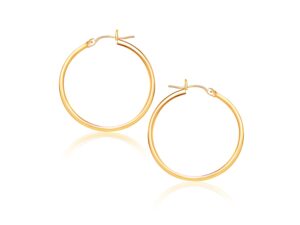 14k Yellow Gold Polished Hoop Earrings (2x40mm)