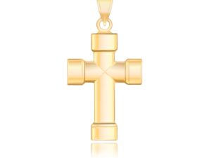 14k Yellow Gold Cross Pendant with Block Like Ends