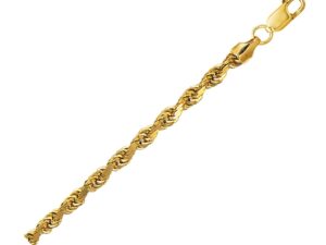 10K Yellow Gold Lite Hollow Diamond Cut Rope Chain (4.00 mm)