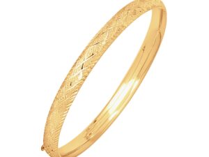14k Yellow Gold Diamond Cut Design Dome Motif Childrens Bangle (5.50 mm)