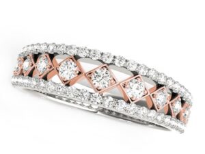 14k White And Rose Gold Diamond Band (3/8 cttw)