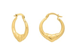 Medium Heart Hoop Earrings in 14K Yellow Gold