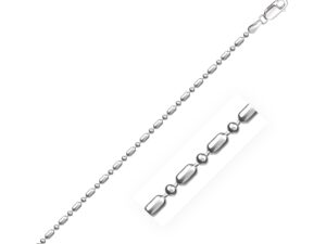 14k White Gold Diamond-Cut Alternating Bead Chain (1.30 mm)