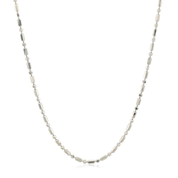 14k White Gold Diamond-Cut Alternating Bead Chain (1.30 mm) - Image 2