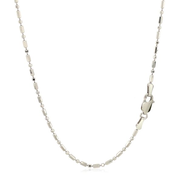 14k White Gold Diamond-Cut Alternating Bead Chain (1.30 mm) - Image 3