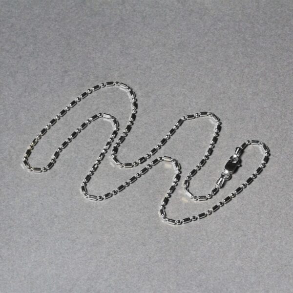 14k White Gold Diamond-Cut Alternating Bead Chain (1.30 mm) - Image 5