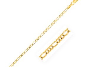 2.8mm 14k Yellow Gold Figaro Anklet