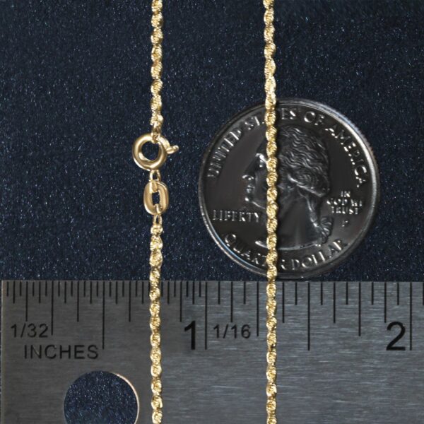 10k Yellow Gold Solid Diamond Cut Rope Chain (1.40 mm) - Image 6