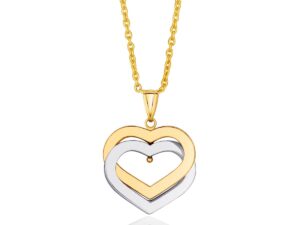 14k Two-Tone Gold Intertwined Hearts Pendant