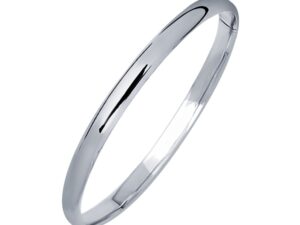 14k White Gold Dome Childrens Bangle with a Polished Finish (5.50 mm)