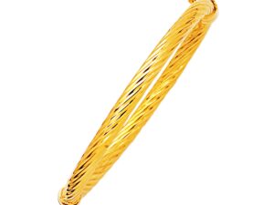 14k Yellow Gold Polished Cable Motif Bangle (5.00 mm)