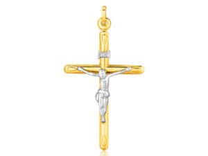 14k Two Tone Gold Cross Pendant
